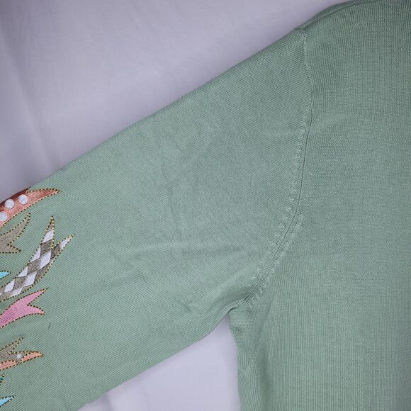 Bob Mackie Cardigan Womens Large Green Artsy NWT - Picture 3 of 12